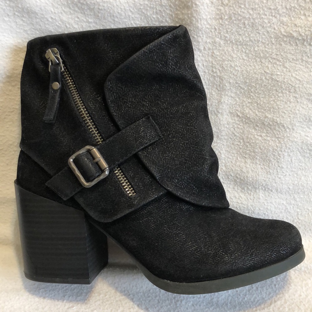 Blowfish Daxx Black Ankle Boots with Chunky Heel
